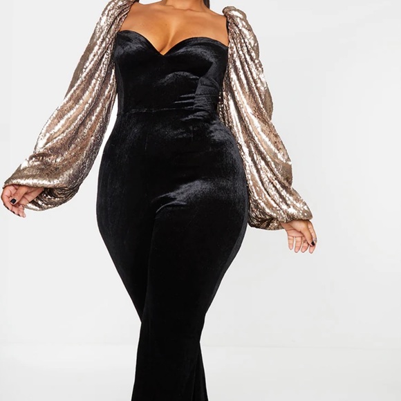 PrettyLittleThing Pants & Jumpsuits Holiday Velvet Jumpsuit Poshmark